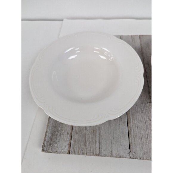Pfaltzgraff Filigree White Cereal Soup Bowls Set of 2 Rimmed - Picture 3 of 6